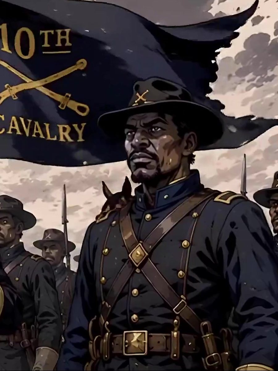 A trooper of the 10th Cavalry before the regimental guidon