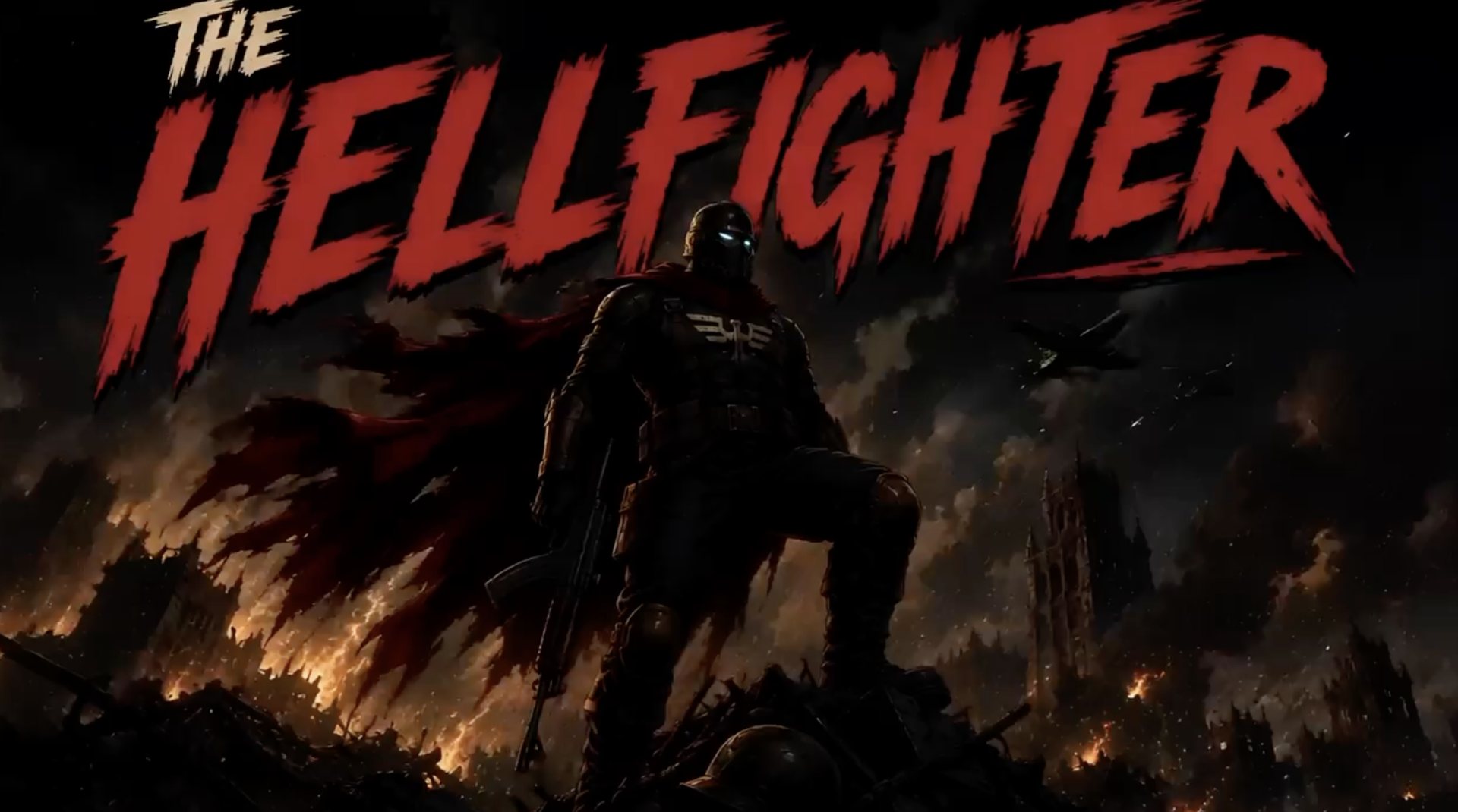 Title treatment with the Hellfighter on a ridge